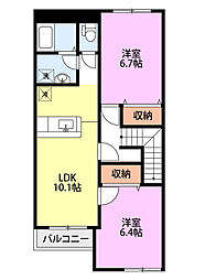 キャトルヴィラージュ 2LDKの間取図画像