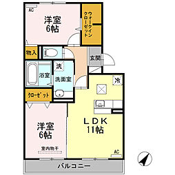 モンブランB 2LDKの間取図画像