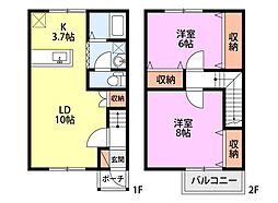 プリムヴェール壱番館 2LDKの間取図画像