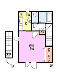 リトリート南長潟 1Kの間取図画像