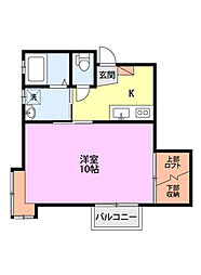 フラワーヒルズ 1Kの間取図画像