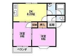 K'sハウス 2DKの間取図画像