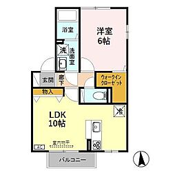 クレアB 1LDKの間取図画像