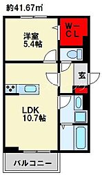 D-room中二十町 3階1LDKの間取り