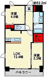 MDI Vista mare門司駅前 6階2LDKの間取り