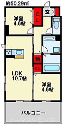 SHIZUKA大里 3階2LDKの間取り