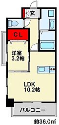 アンレーヴ門司駅前 1LDKの間取図画像