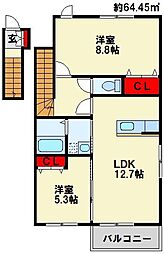 ボヌールM1しあわせ 1SLDKの間取図画像