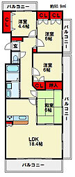 シャトレ大手町N 4LDKの間取図画像