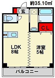三萩野ビル 1LDKの間取図画像