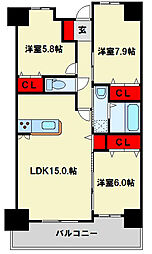 フォーストリングス竪町 3LDKの間取図画像
