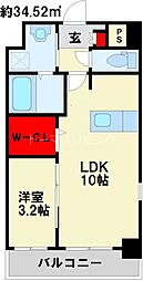 エンラージ・タワー 1LDKの間取図画像
