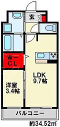 サンフォート小倉 1LDKの間取図画像