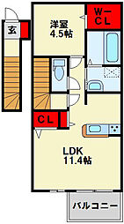 エスポワール泉台 1LDKの間取図画像