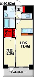 サンビーム三萩野駅前 1LDKの間取図画像
