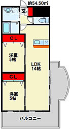 ロイヤルノースナイン 2LDKの間取図画像