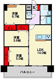 仮)足原1丁目新築マンション 3LDKの間取図画像
