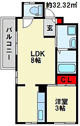 ラフィーネ門司港 1LDKの間取図画像