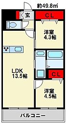 フローリィ279 2LDKの間取図画像