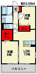 コートユウD 2LDKの間取図画像