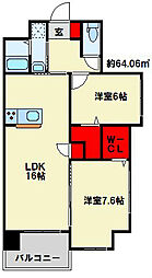 T-THESTYLE 2LDKの間取図画像