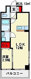 アイランド中津口 1LDKの間取図画像
