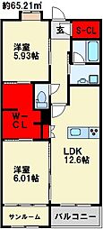 赤坂リプル 2LDKの間取図画像