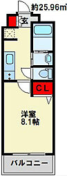 A&Eグランツ 1Kの間取図画像