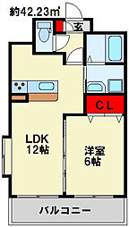 パークサイドヴィラ 1LDKの間取図画像