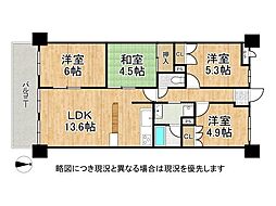 朝日プラザ八木東 4LDKの間取図画像