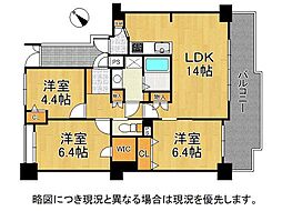 シャンティーあやめ池 3LDKの間取図画像