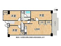 駅前ネオハイツ大和高田B棟 3LDKの間取図画像