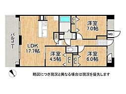 エス・バイ・エルクラスタ富雄 3LDKの間取図画像