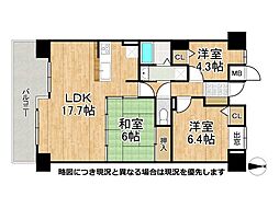 シティパル八木バードビュー 3LDKの間取図画像
