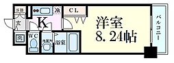 Luxe新大阪SOUTH 6階1Kの間取り