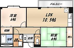 コンフォートI 2階2LDKの間取り