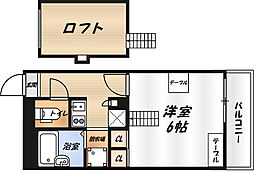 レオパレスイクセン3 2階1Kの間取り
