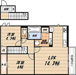 令和高浜館 2階2LDKの間取り