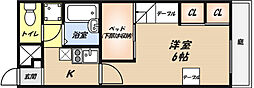 レオパレスパーシモン辻子 1階1Kの間取り