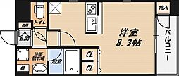URBANEX高槻芥川 ワンルームの間取図画像