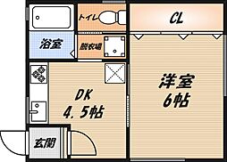 リノベーションミウラ 1DKの間取図画像