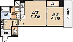 山崎マンション16高槻芥川 1LDKの間取図画像