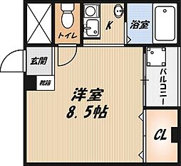フェリセ富田 ワンルームの間取図画像
