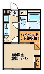 レオパレスＳＫ 2階1Kの間取り