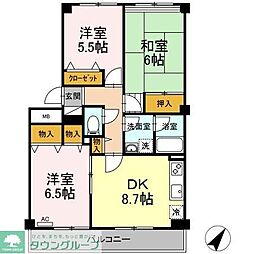 ベルエアーガーデン 1階3DKの間取り