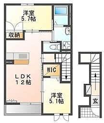 ルフォンI 2階2LDKの間取り