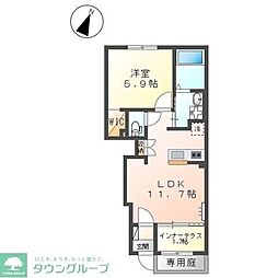 ルビアベルデ 1階1LDKの間取り