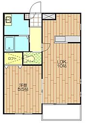 ワンネスシティ 2階1LDKの間取り