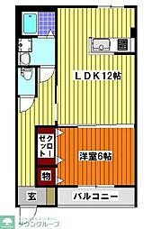 フェニックスII 2階1LDKの間取り
