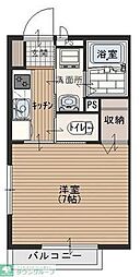 ラ・ペジーブル 2階1Kの間取り